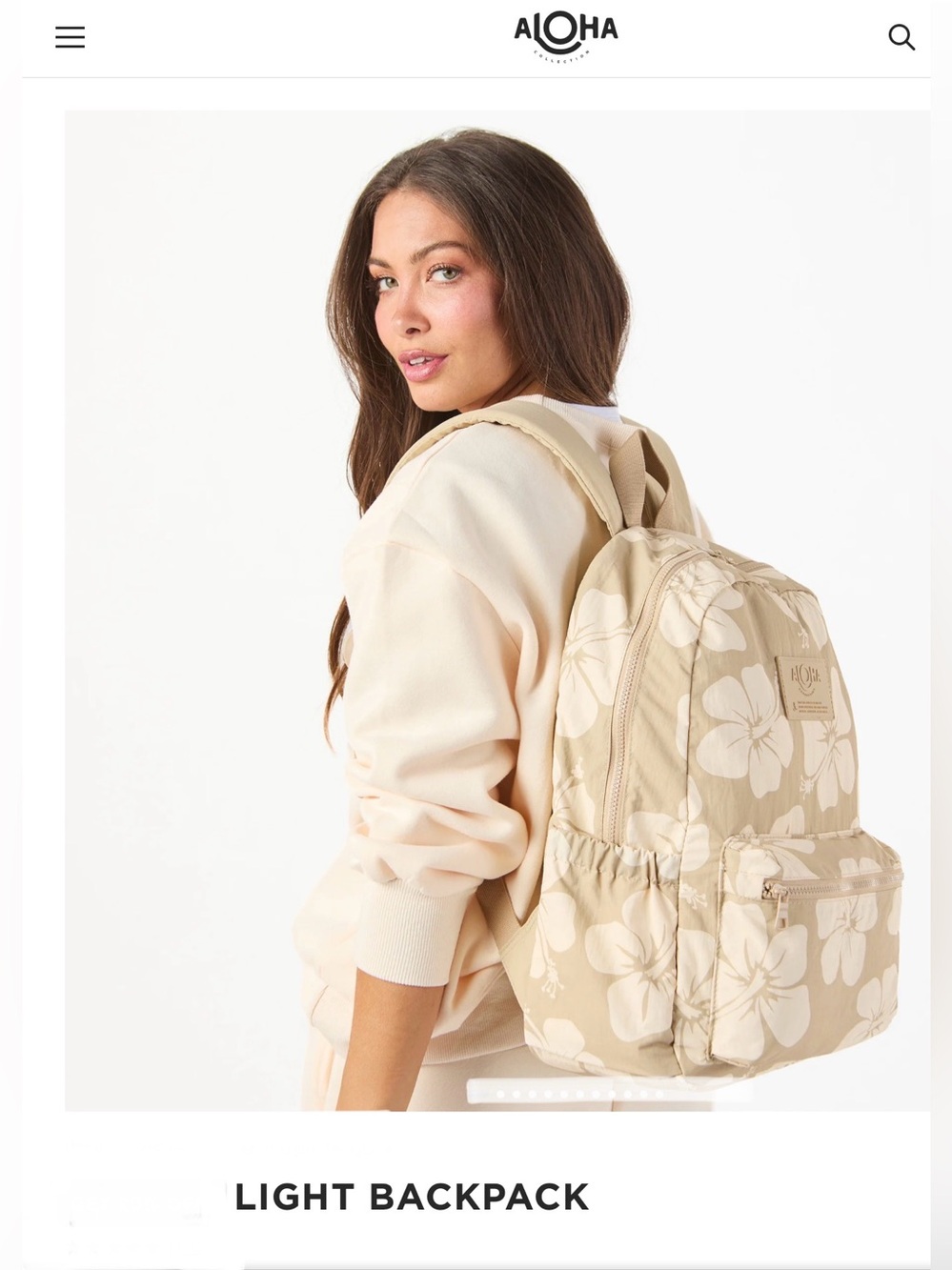 ALOHA Collection New With Tags Hana Hou Keep It Lt Beige Floral Backpack